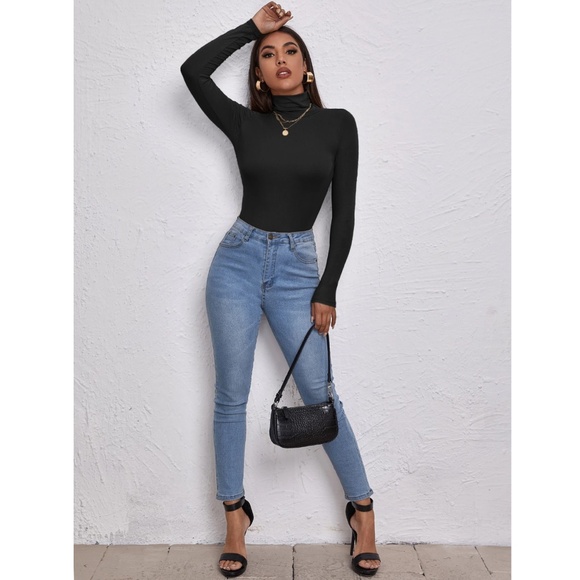 Black Turtle Neck Long Sleeve Tee - Picture 2 of 11